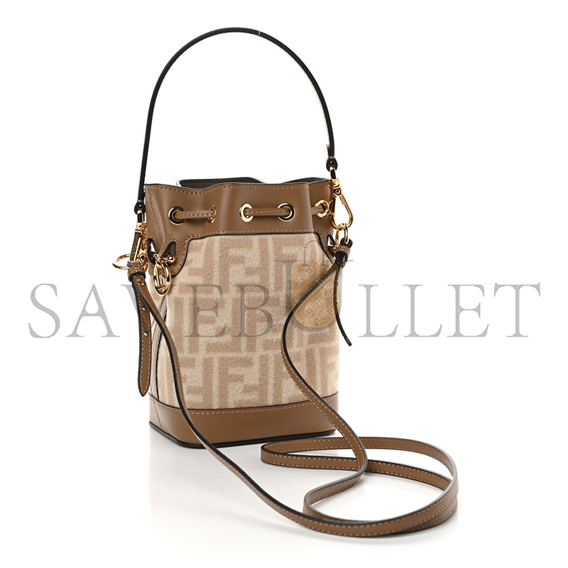 FENDI WOOL VITELLO KING FF 1974 MINI MON TRESOR BUCKET BAG 8BS010AHJFF1F24 (17*12*10cm)